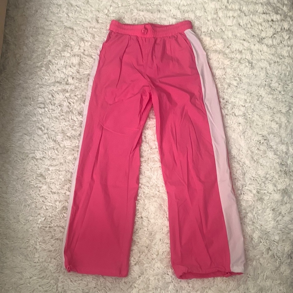 Pink White Stripe Track Pants